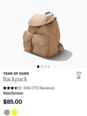 Year of Ours Beige-Tan Backpack with Front Pockets